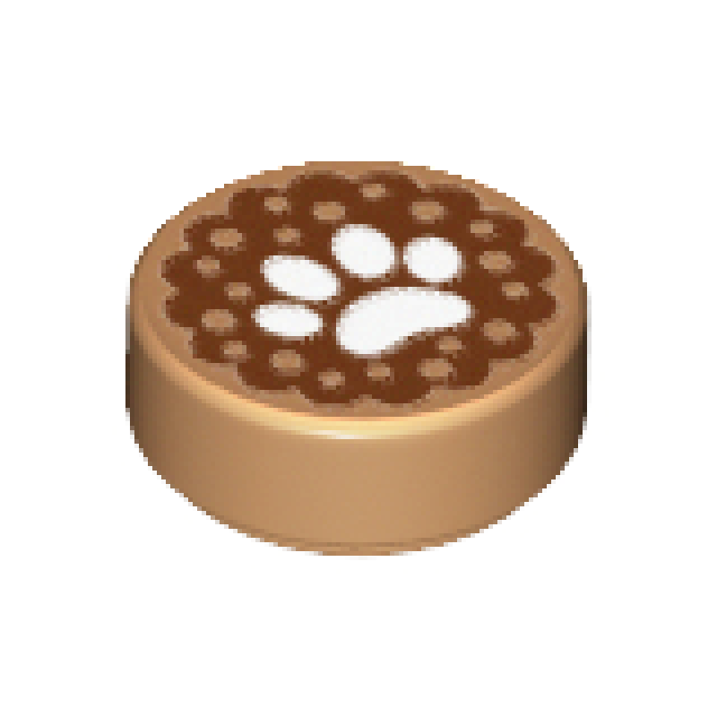 Tegel, Rond 1x1 met witte dierenpoot Medium Nougat